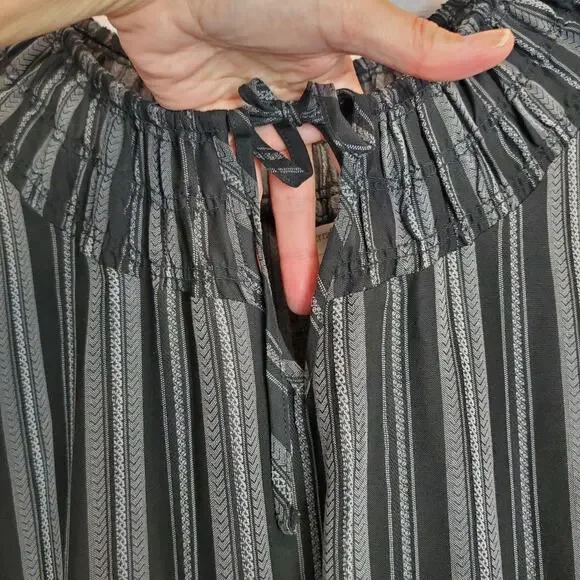 Terra & Sky Black Stripe Peasant Cottagecore Maxi Dress 4X Ruffle Farm Country - Picture 6 of 16